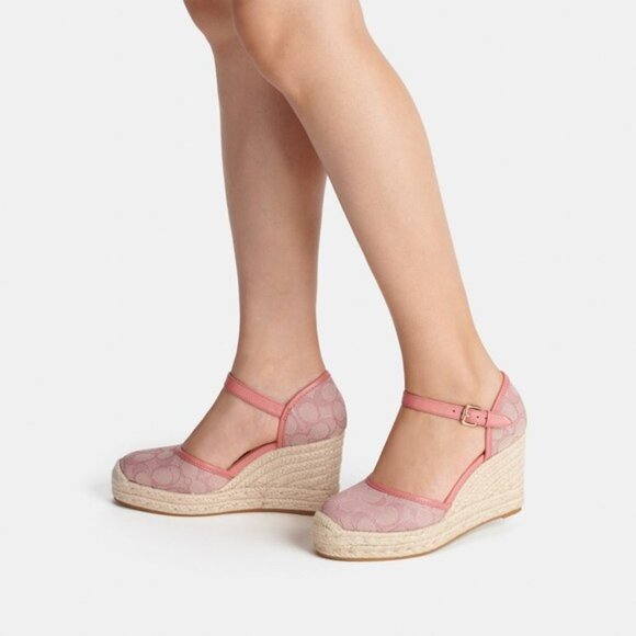 Coach Raine Pink Espadrilles Wedge 8.5M NEW! - Picture 1 of 8